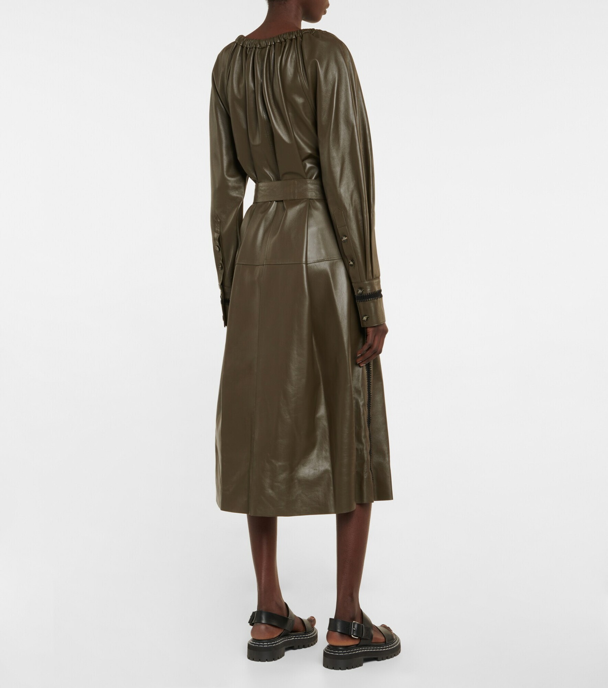 Proenza Schouler - Leather belted midi dress