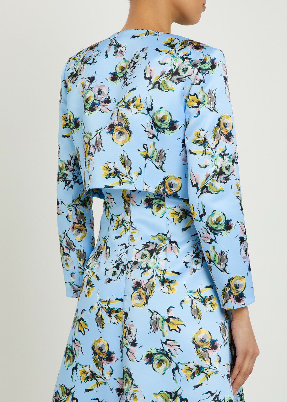 Emilia Wickstead Lizette Floral-print Duchess-satin Jacket Green