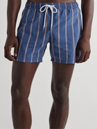 Kingsman - Drake's Slim-Fit Mid-Length Striped Swim Shorts - Blue