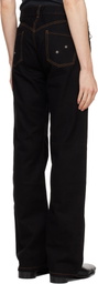 Ludovic de Saint Sernin Black Straight Legs Lace Up Jeans