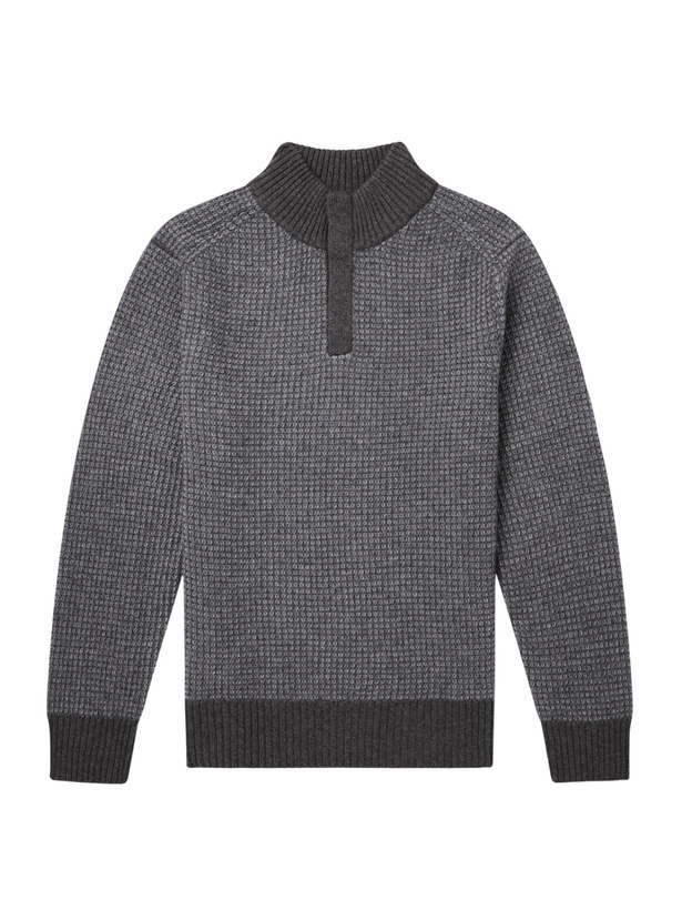 Photo: N.PEAL - Waffle-Knit Cashmere Sweater - Gray