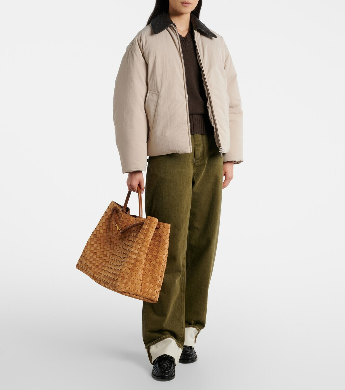 Bottega Veneta Intrecciato leather-trimmed down jacket