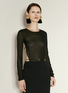 Saint Laurent Long-Sleeve Georgette Bodysuit