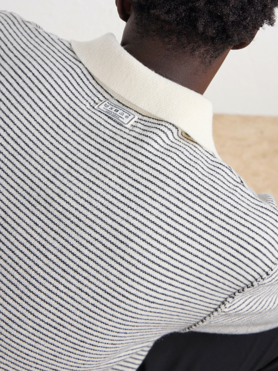 mfpen - Charming Striped Wool Polo Sweater - Gray