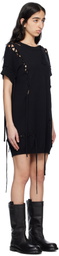 YOHJI YAMAMOTO Black Lace-Up Detail Minidress