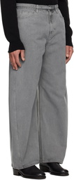 LE17SEPTEMBRE Gray Garment-Dyed Curved Jeans