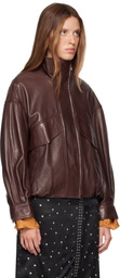 Nour Hammour Brown Roland Leather Bomber Jacket