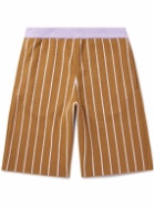 ZEGNA x The Elder Statesman - Straight-Leg Striped Brushed-Cashmere Shorts - Brown