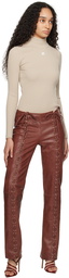 Courrèges Beige Reedition Rib Knit Mock Neck Sweater