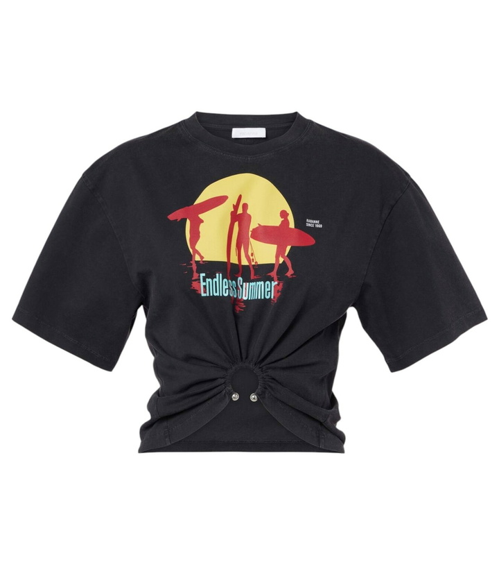 Photo: Rabanne Printed cropped cotton jersey T-shirt