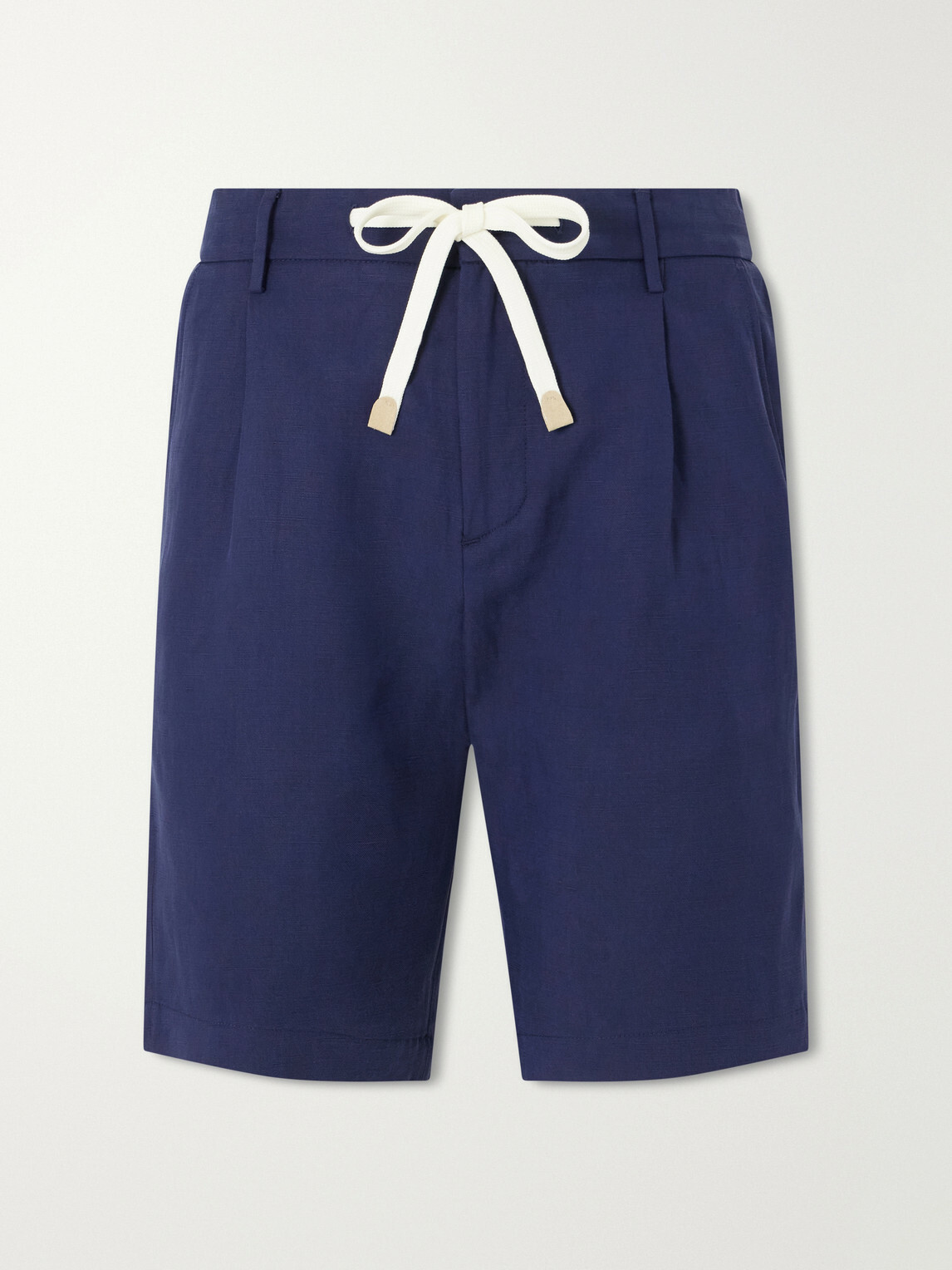 Eleventy - Wide-Leg Lyocell and Linen-Blend Twill Shorts - Blue