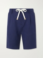 Eleventy - Wide-Leg Lyocell and Linen-Blend Twill Shorts - Blue