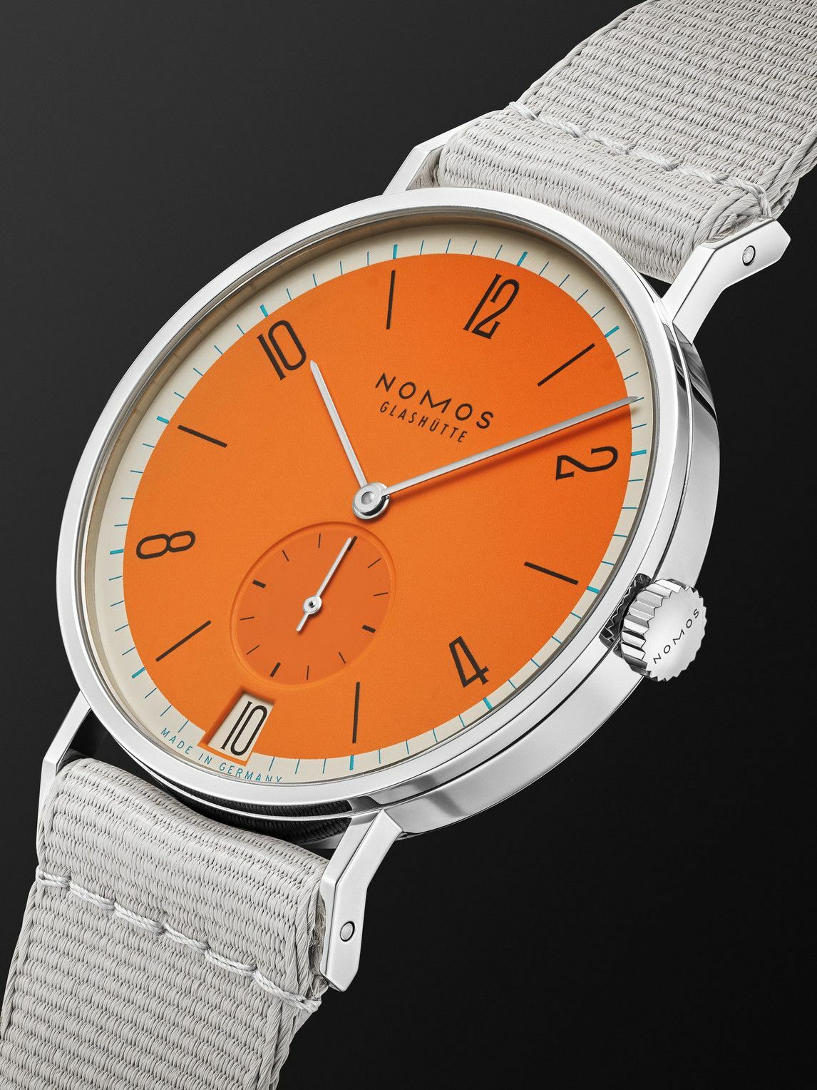 NOMOS Glashütte - Tangente 38 Date Boje Limited Edition Hand-Wound 37.5mm Stainless Steel and Webbing Watch, Ref. No. 179.S17