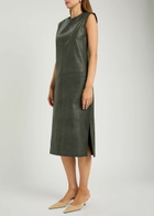 Stouls Caro Python-effect Stretch-leather Midi Dress Dark Green