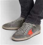Golden Goose - Ball Star Distressed Leather-Trimmed Suede Sneakers - Gray