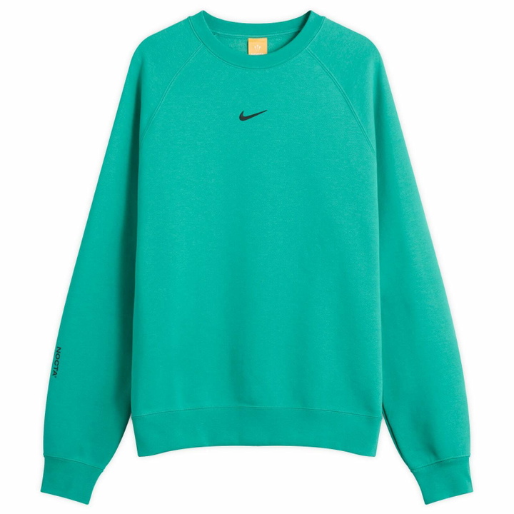 Photo: Nike Men's x Nocta Cardinal Stock Crew Fleece Sweatshirt in Neptune Green/Black