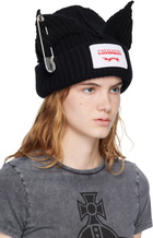 Charles Jeffrey LOVERBOY Black Chunky Punk Ears Beanie