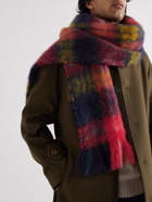 MANTAS EZCARAY - Checked Fringed Mohair-Blend Scarf