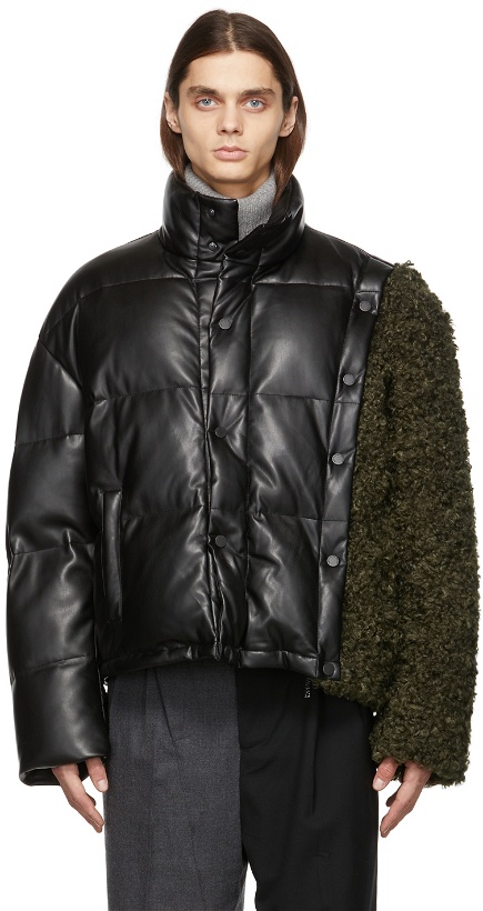 Photo: Feng Chen Wang Black & Khaki Faux-Fur & Faux-Leather Jacket