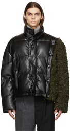 Feng Chen Wang Black & Khaki Faux-Fur & Faux-Leather Jacket