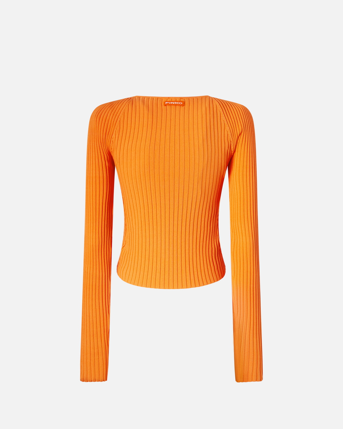 Pinko Slim Fit Ribbed Cardigan With Sunny Design Orange