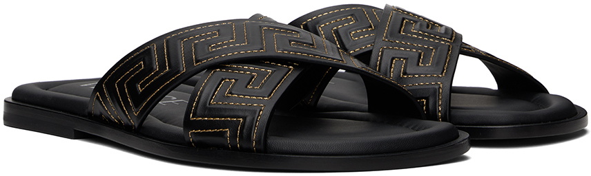 Versace Black Greca Sandals Versace display picture 1