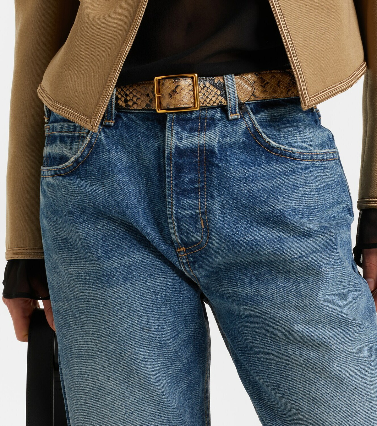 Nili Lotan Gabriele snake-print leather belt