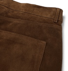 SAINT LAURENT - Slim-Fit Suede Trousers - Brown