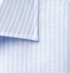 Kingsman - Turnbull & Asser Light-Blue Striped Cutaway-Collar Linen Shirt - Blue