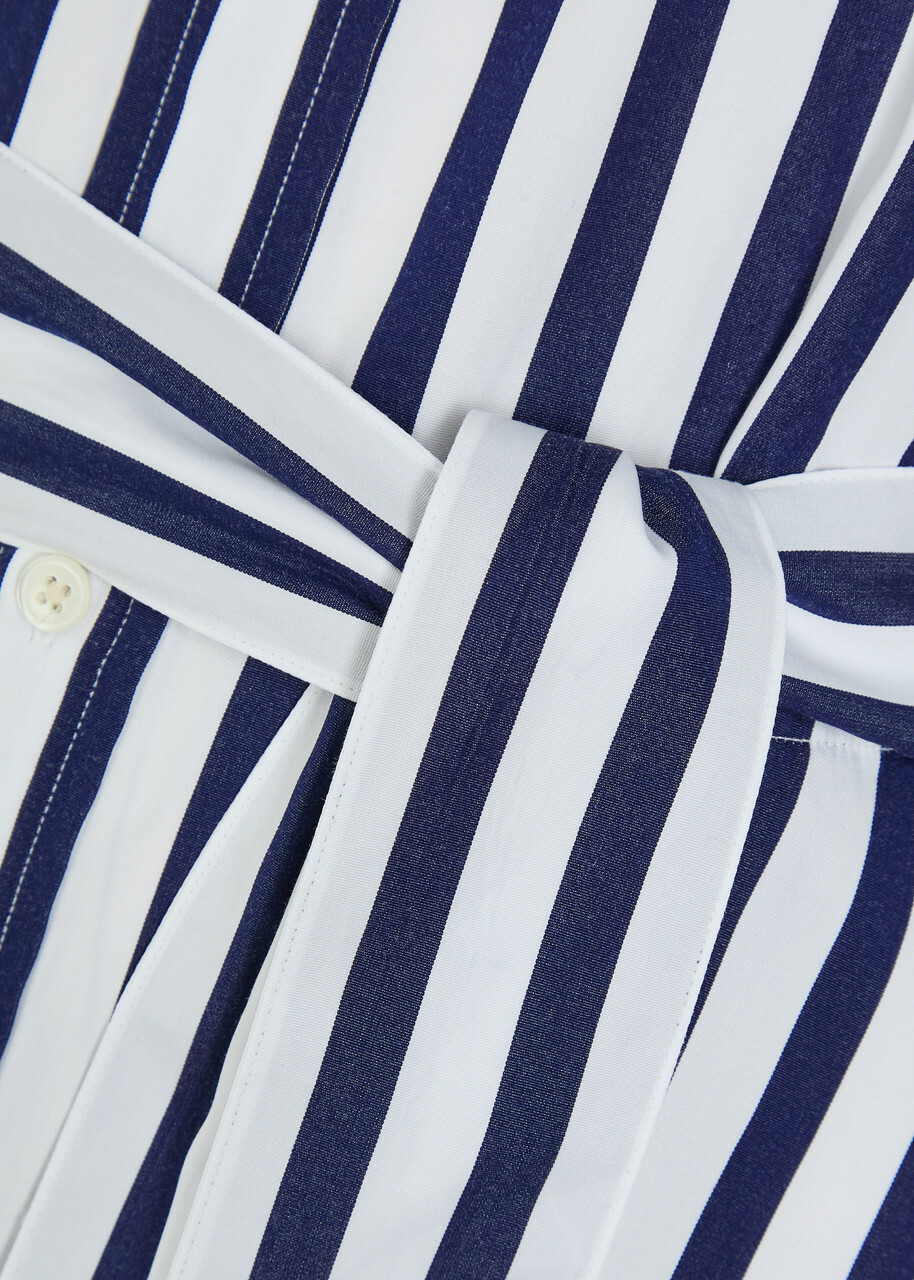 Polo Ralph Lauren Logo-embroidered Striped Cotton-poplin Midi Shirt Dress Blue