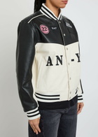 AN-Y1 Unisex Quilted Appliquéd Leather Jacket Black And White