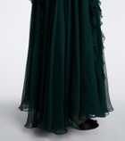 Costarellos Embellished floral-appliqué silk gown