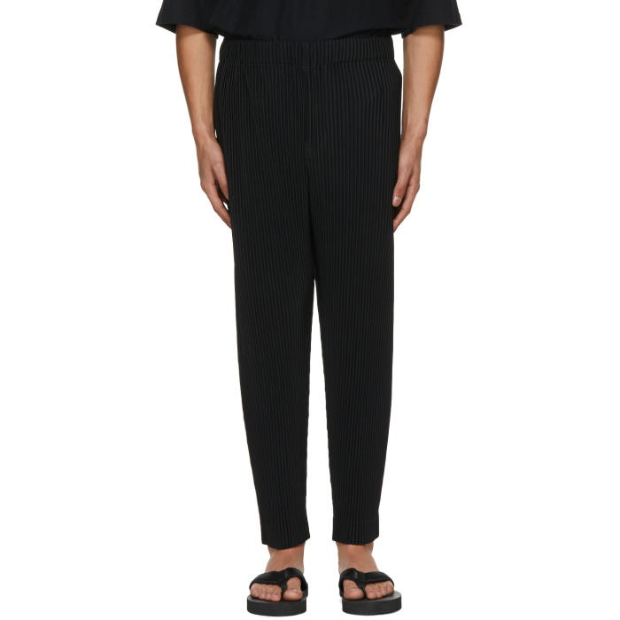 Photo: Homme PlissÃ© Issey Miyake Black Pleated Crop Trousers