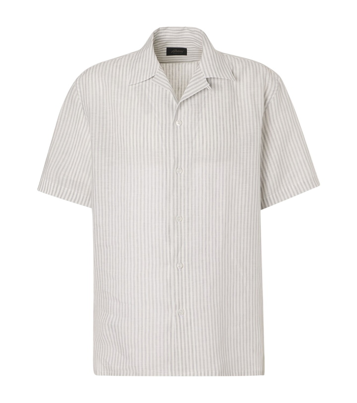 Photo: Brioni Striped linen bowling shirt