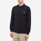 Fred Perry Men's Authentic Long Sleeve Plain Polo Shirt in Navy