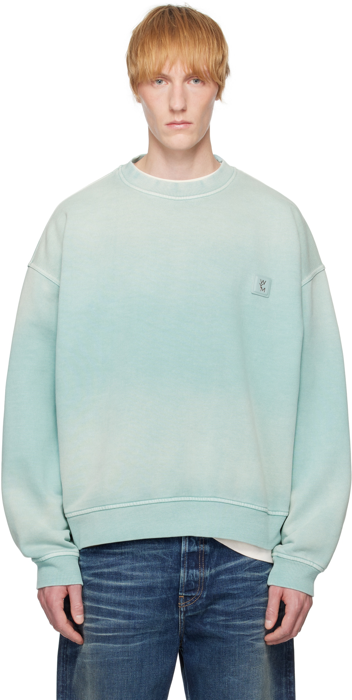 WOOYOUNGMI Blue Dying Back Logo Sweatshirt