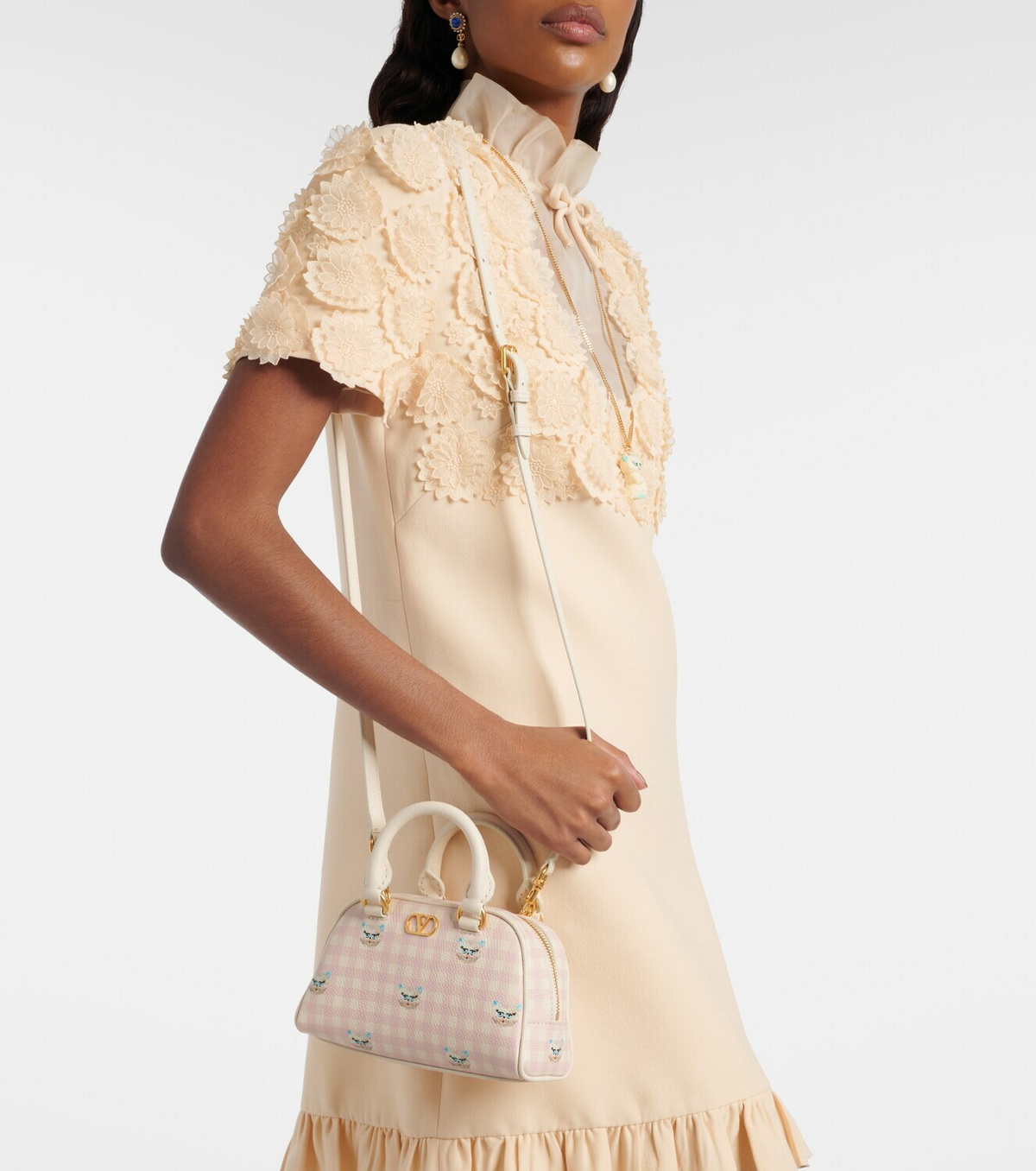 Valentino Garavani Gingham leather tote bag