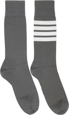 Thom Browne Gray Cotton 4-Bar Mid Calf Socks