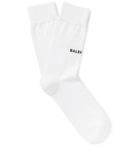 Balenciaga - Logo-Intarsia Stretch Cotton-Blend Socks - Men - White