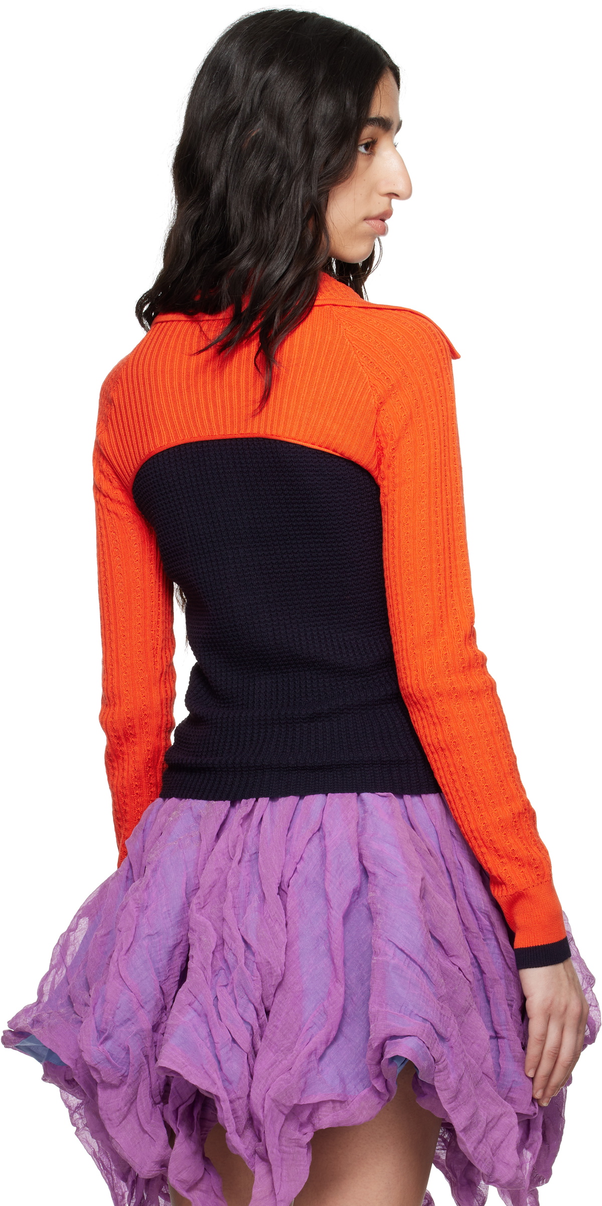 Kiko Kostadinov Navy & Orange Rover Knit Cardigan