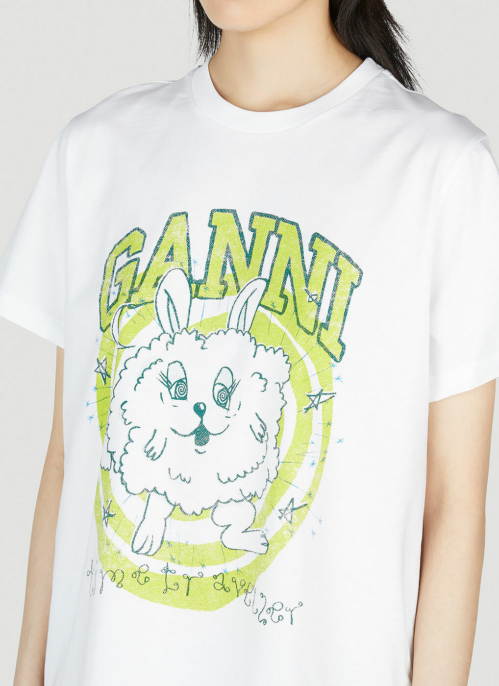 GANNI Relaxed Bunny T-Shirt female White GANNI