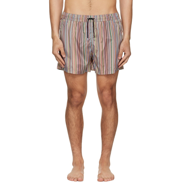 Photo: Paul Smith Multicolor 'Signature Stripe' Swim Shorts