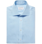 Kingsman - Turnbull & Asser Light-Blue Striped Cutaway-Collar Linen Shirt - Blue