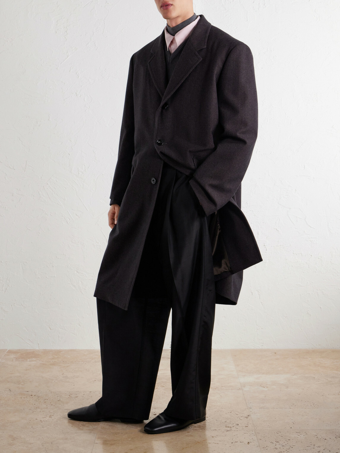 LEMAIRE - Woven Cashmere-Blend Coat - Brown