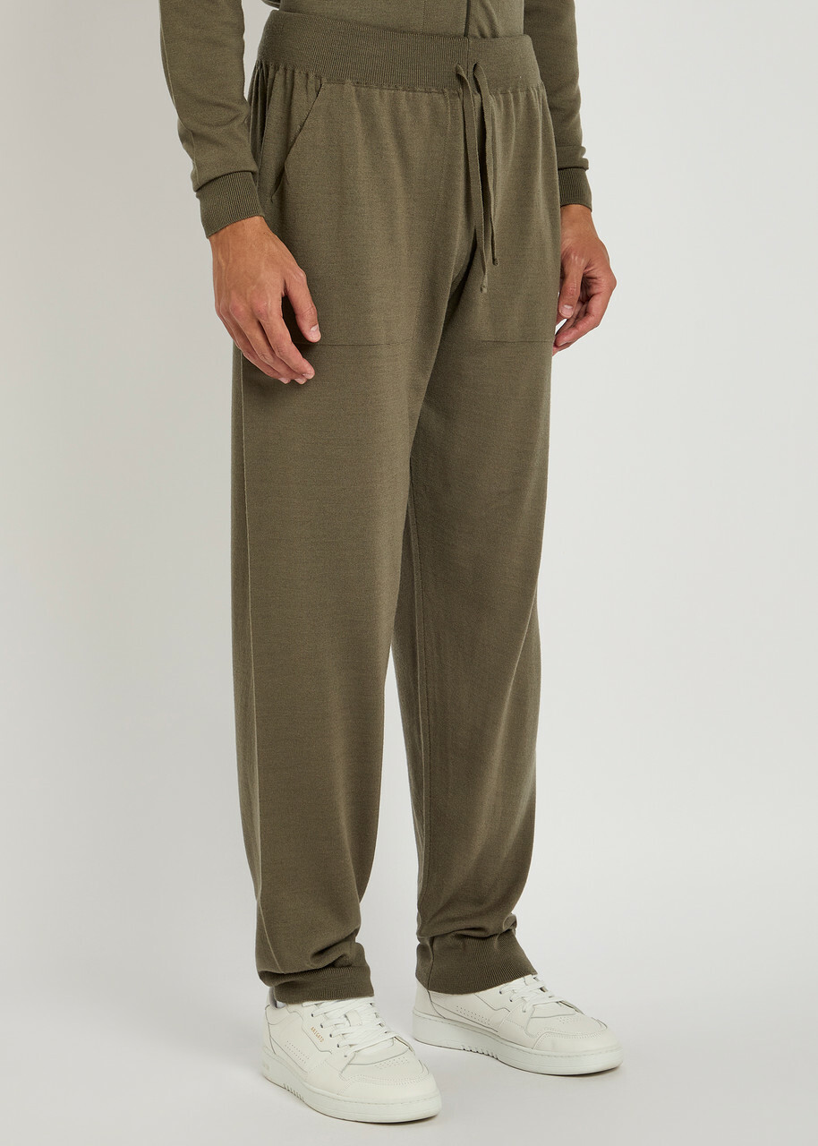 John Smedley Henning Wool Sweatpants Khaki