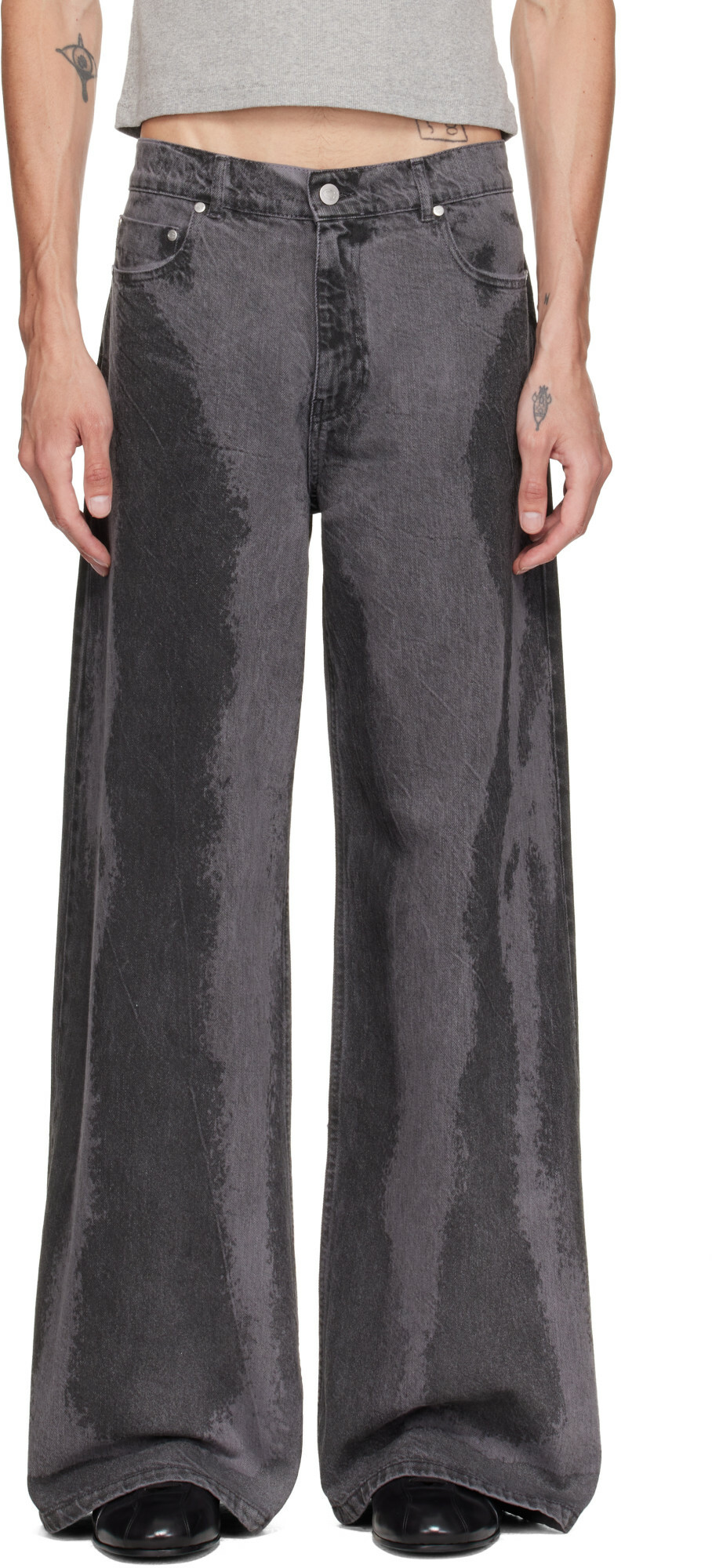 CAMPERLAB Black Paint Laser Boot Cut Jeans