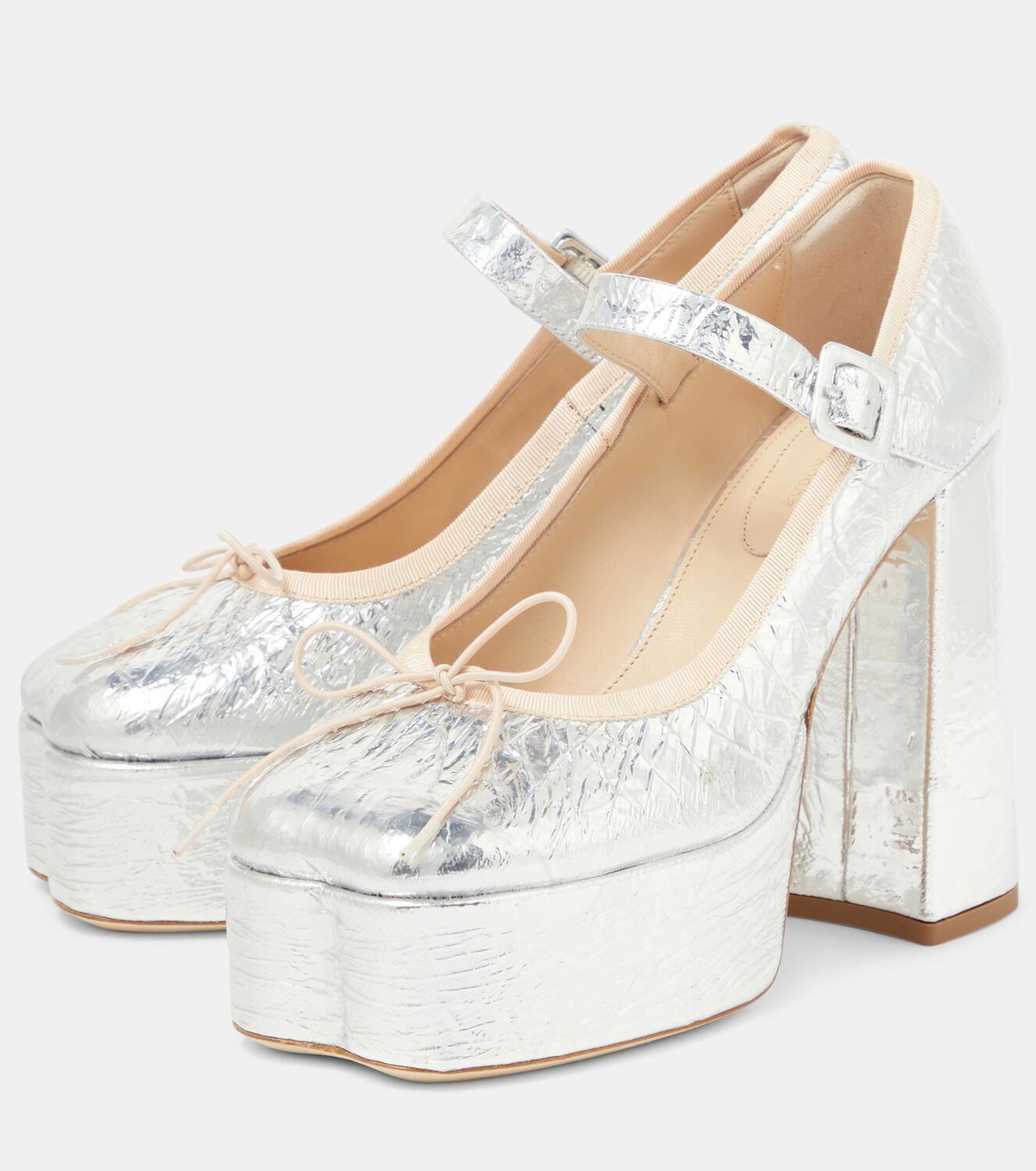 Simone Rocha Metallic leather platform pumps Simone Rocha
