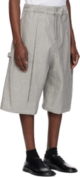 SAGE NATION Gray Box Pleat Denim Shorts