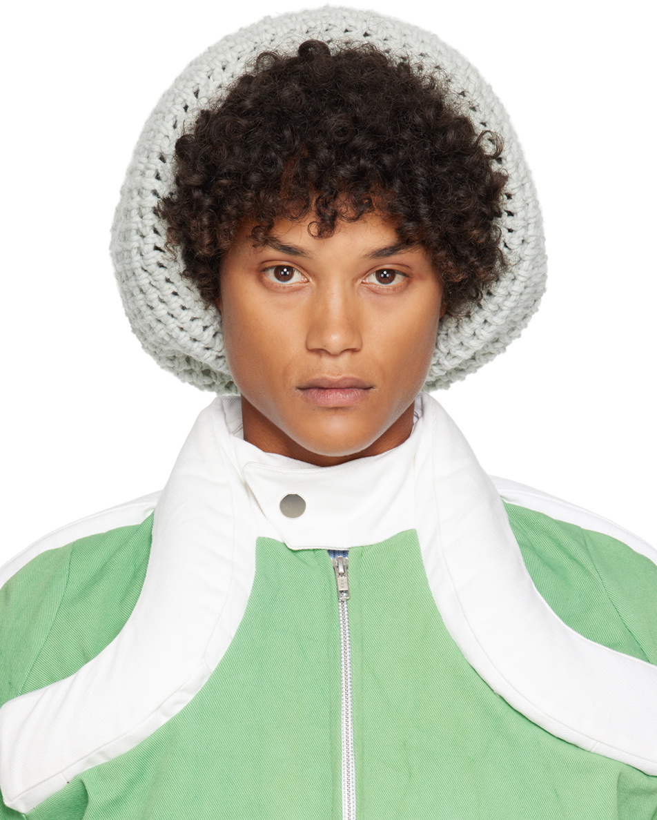 Stanley Raffington SSENSE Exclusive Blue & Off-White Crochet Beanie