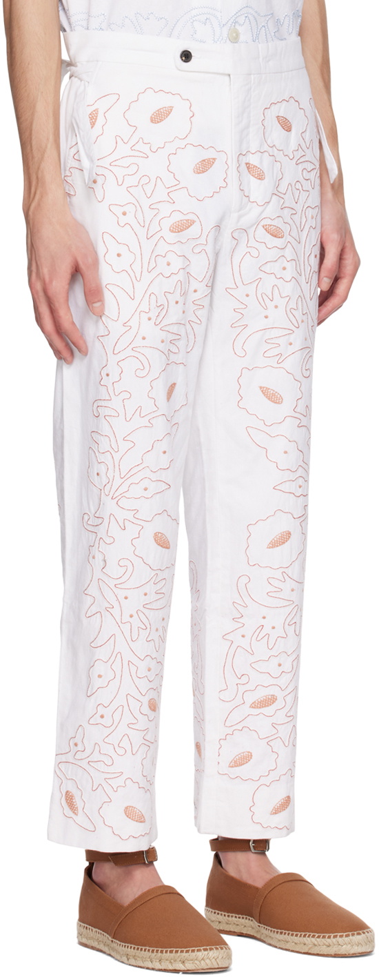 Bode White Braided Couching Trousers